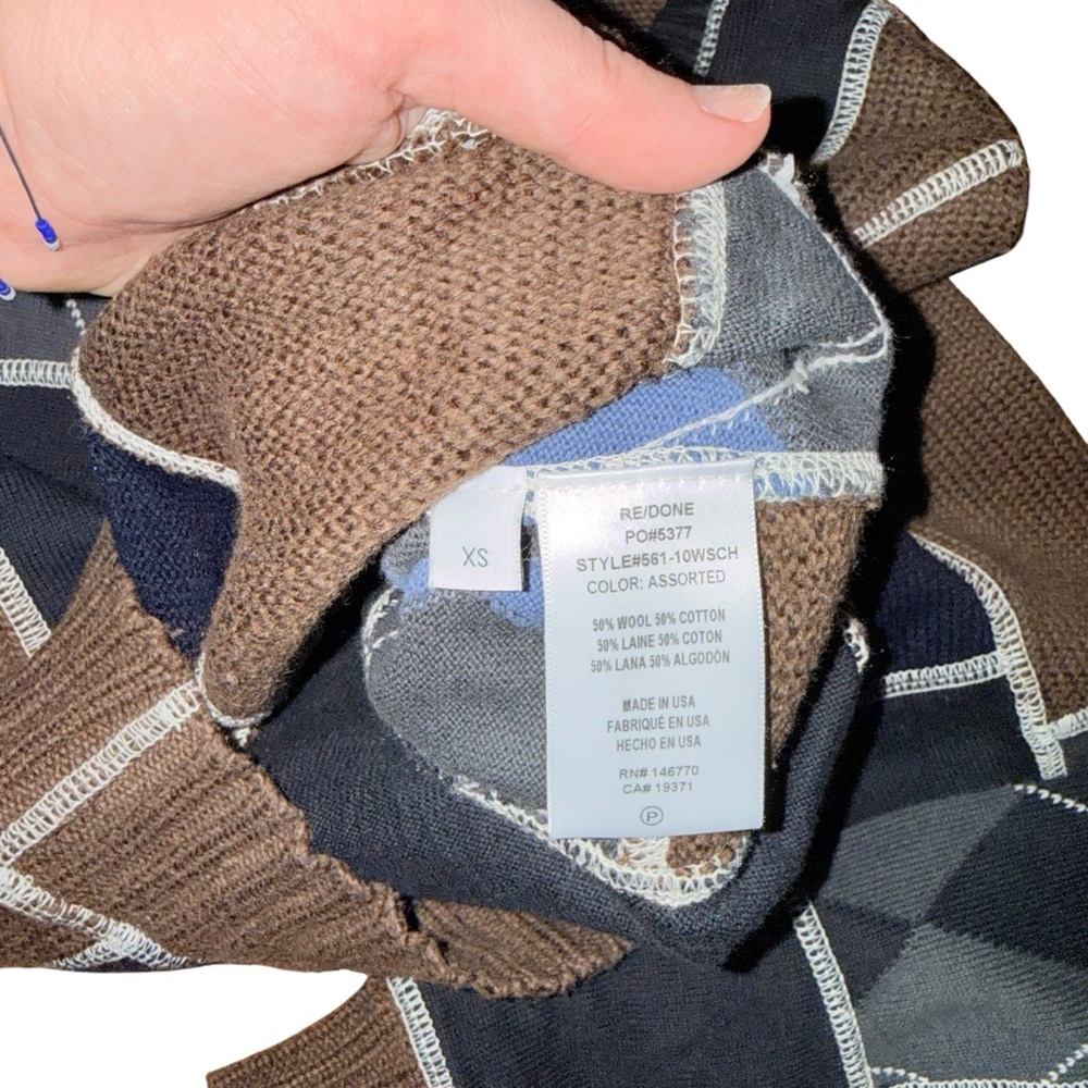 Re/Done 60s Patchwork-Effect Wool And Cotton-Blen… - image 4